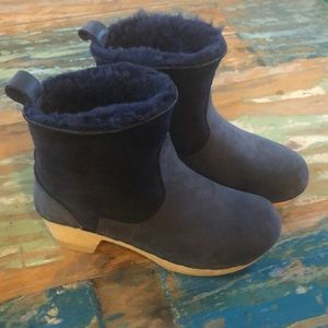No.6  navy shearling clog boots size 38